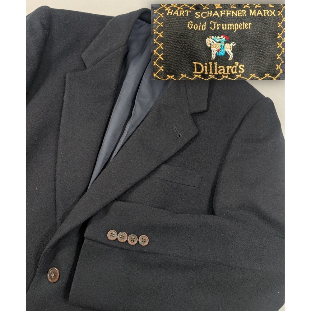 Hart Schaffner Marx Gold Trumpet‎ 100% Cashmere Blazer Suit Jacket 39R 42" Chest